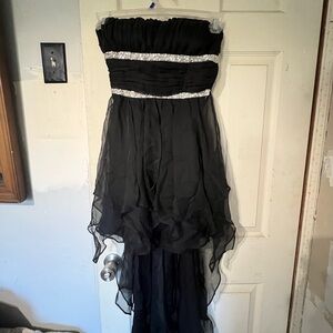 Deb Black Strapless Dress with Silver Details